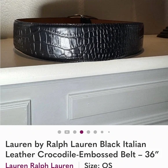 Lauren Ralph Lauren Black Croc-Embossed Belt - Picture 2 of 7